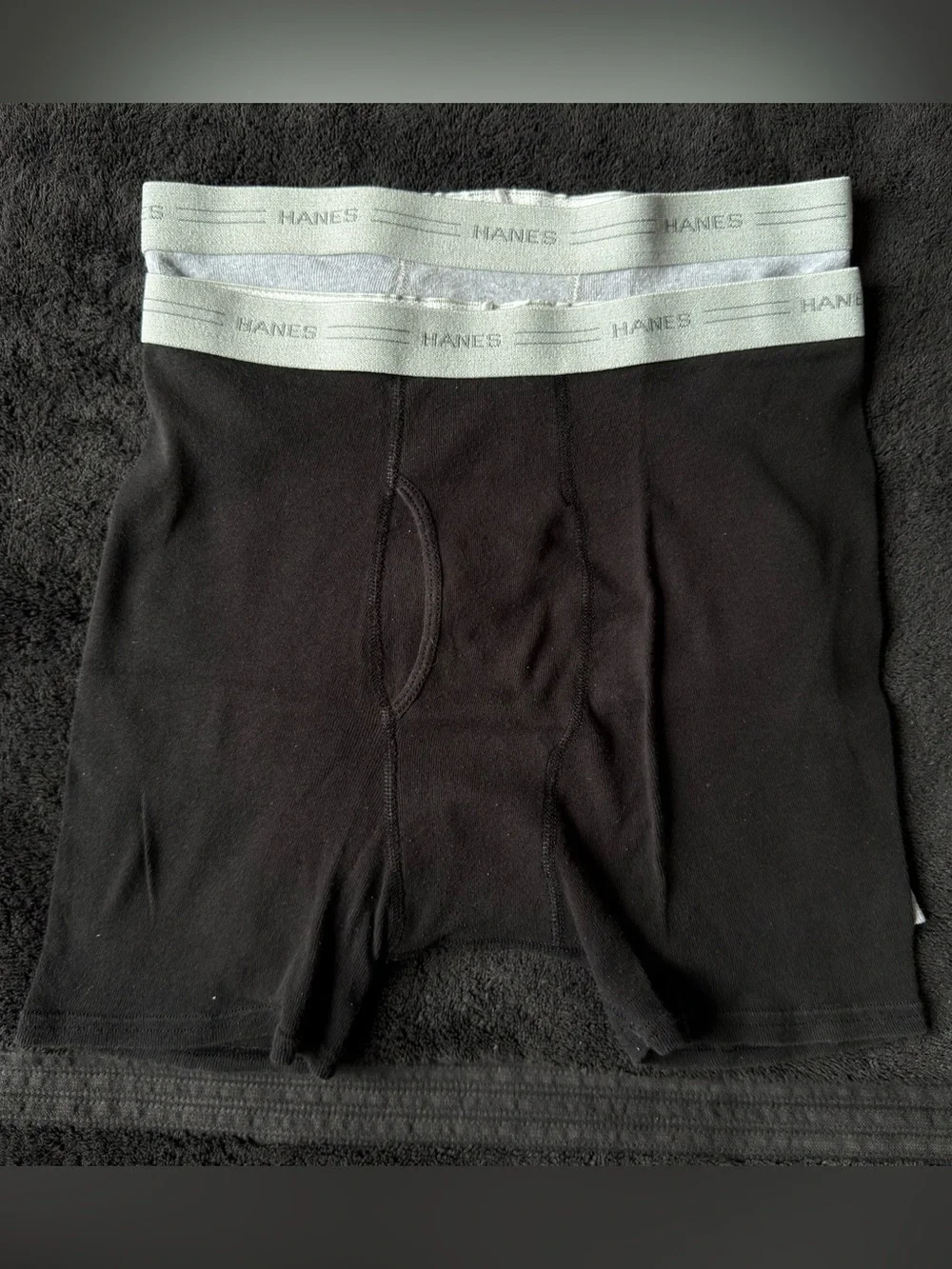 5 Pairs Hanes Men's Black & Gray Boxer Briefs Pack - Medium